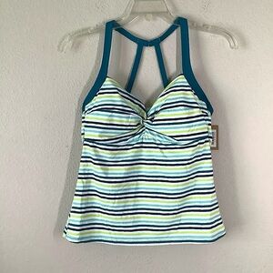 TITLE NINE Tankini Top Pele Stripe Swim Tank Underwire Sporty Beach Resort 36 38